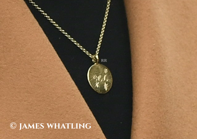 The Duchess of Cambridge visits HMP Send Daniella Draper G L C engraved pendant