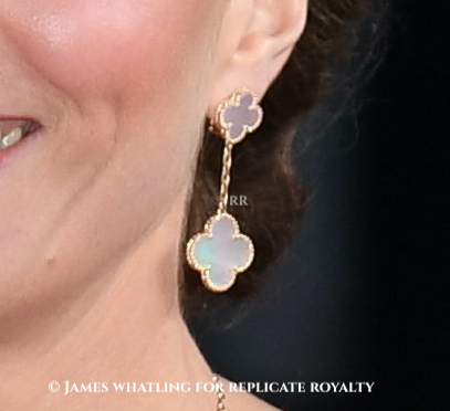 William and Kate attend the BAFTA Film Awards 2020 Van Cleef & Arpels Alhambra mother of pearl earrings